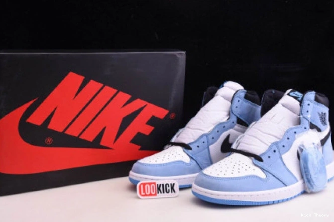 Kick Theory BLUE RETRO HIGH 1 555088-134 JORDAN AIR BLACK UNIVERSITY WHITE 0712